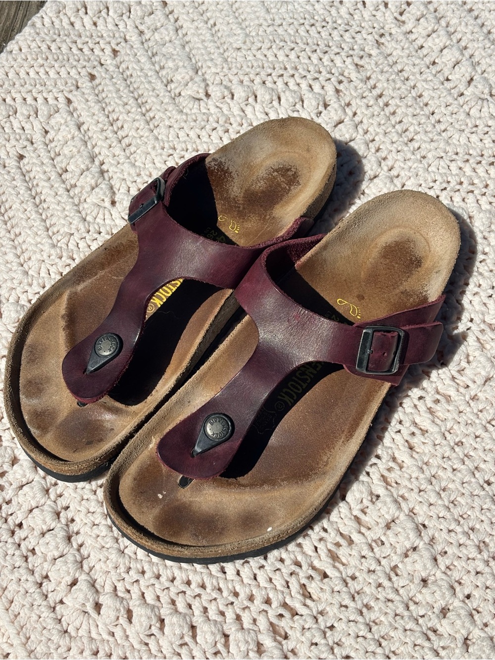 Birkenstock Gizeh Thong Sandals Purple Eggplant burgundy 41 US 10 265 GUC